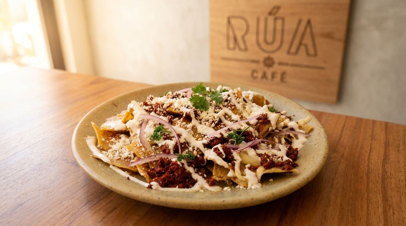 Chilaquiles Gordos servidos en La Rúa Café, Valladolid